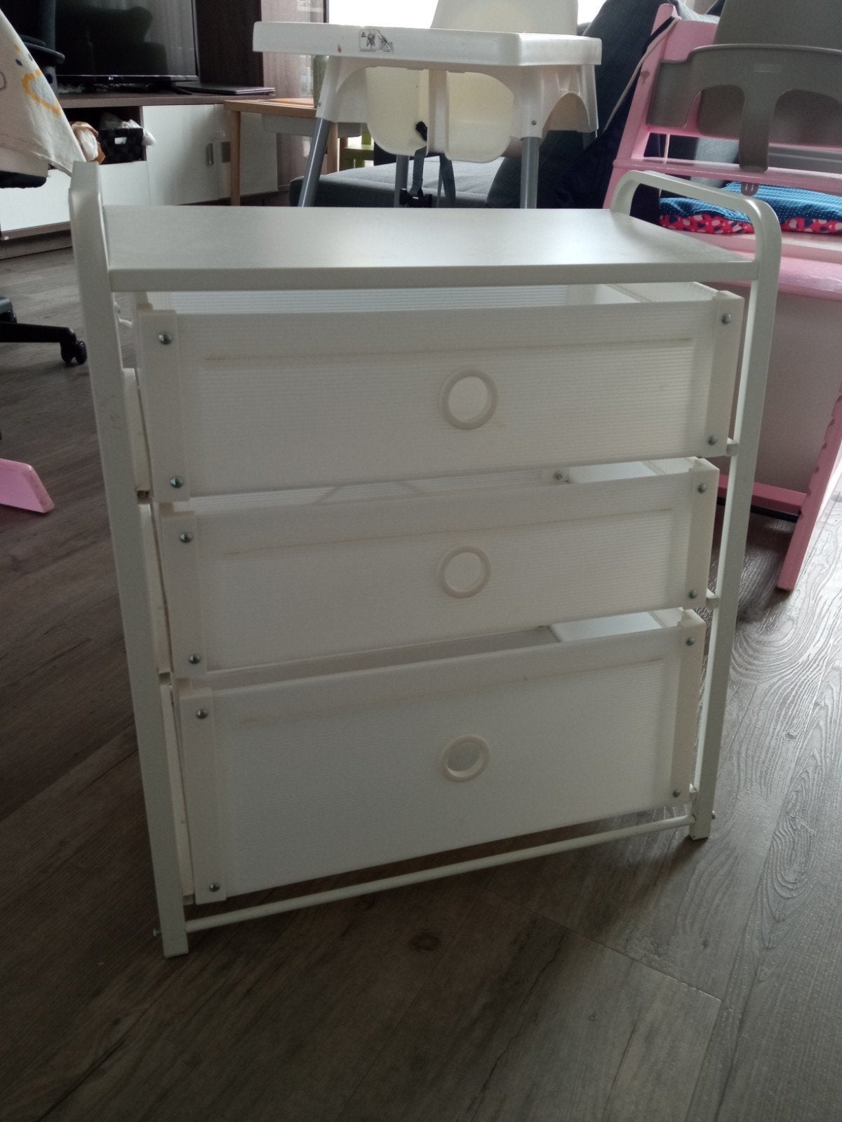 Witte ladekast met 3 transparante lades, Ophalen, Minder dan 50 cm, Minder dan 100 cm, 25 tot 50 cm