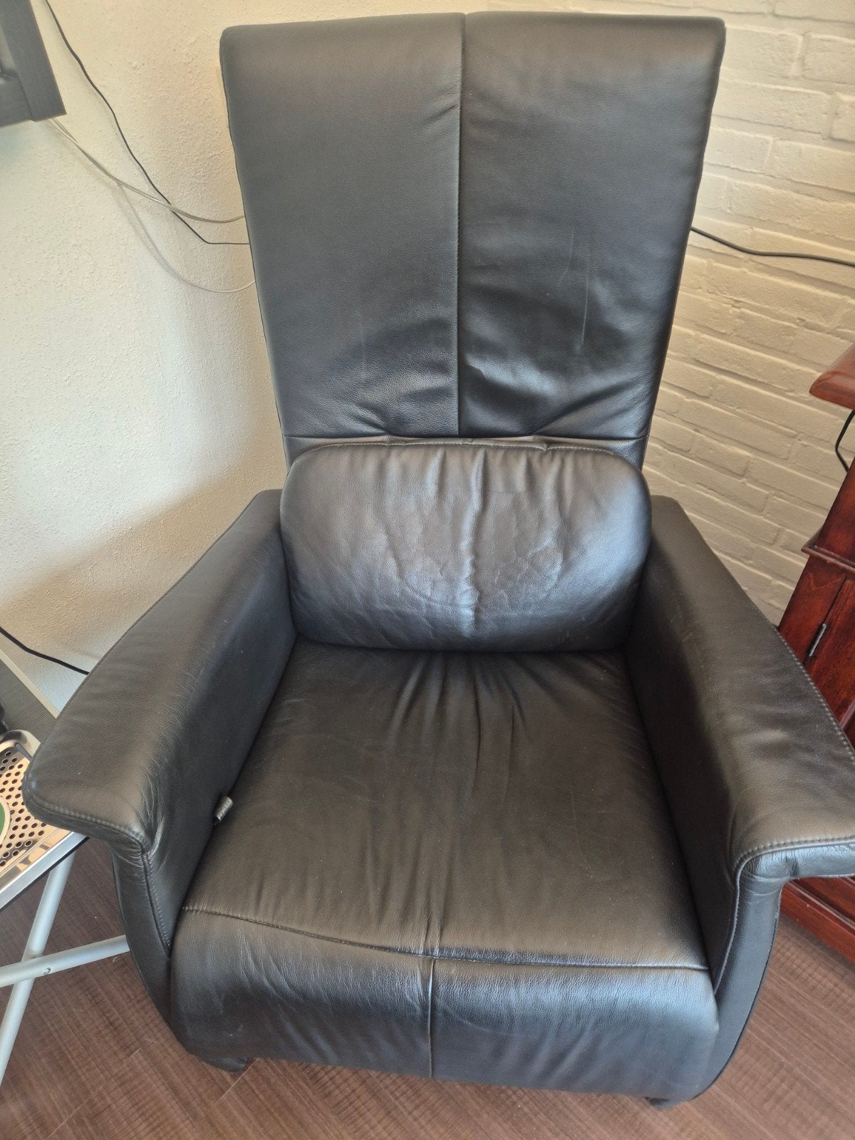Leren fauteuil, Huis en Inrichting, Ophalen, Gebruikt, Twee, Zwart