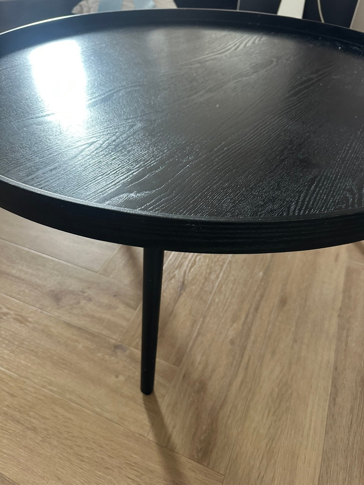 Zwarte ronde salontafel hout, Huis en Inrichting, Tafels | Salontafels, Ophalen, Zo goed als nieuw, Rond, 50 tot 100 cm