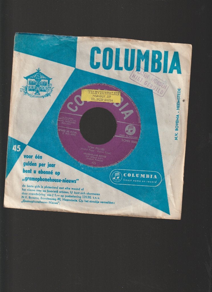 JACQUELINE  BOYER  --  TOM  PILIBI  //  EUROVISION  1960, Cd's en Dvd's, Vinyl Singles, Verzenden, Originele persing, 7 inch, Single