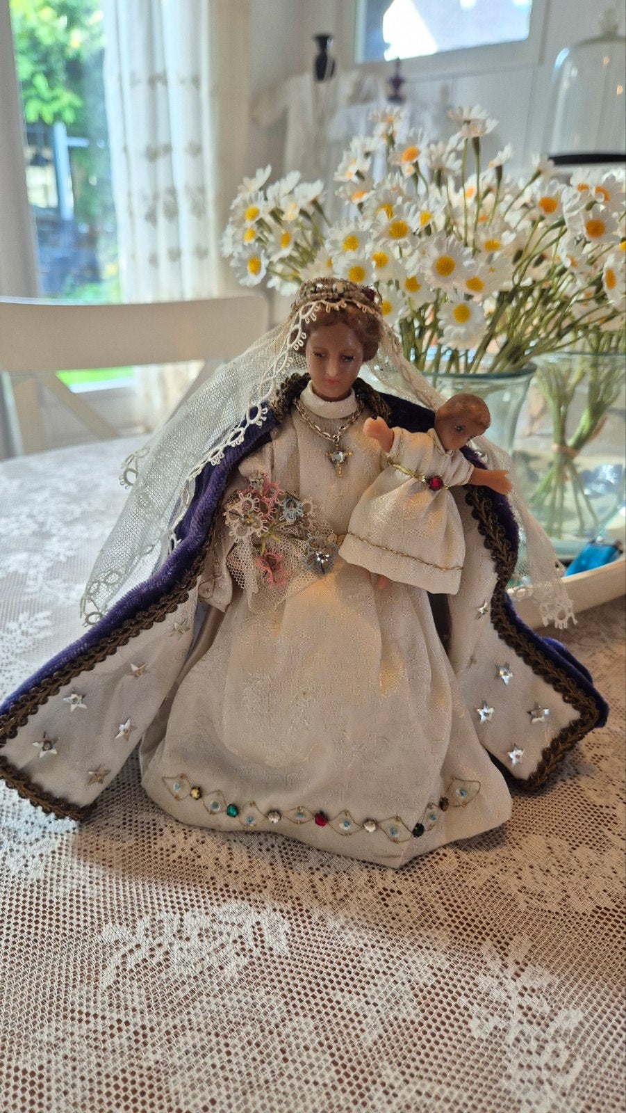 Maria met kindje Jezus beeld - Religieus decoratie, Ophalen of Verzenden, Gebruikt, Beeld(je), Christendom | Katholiek