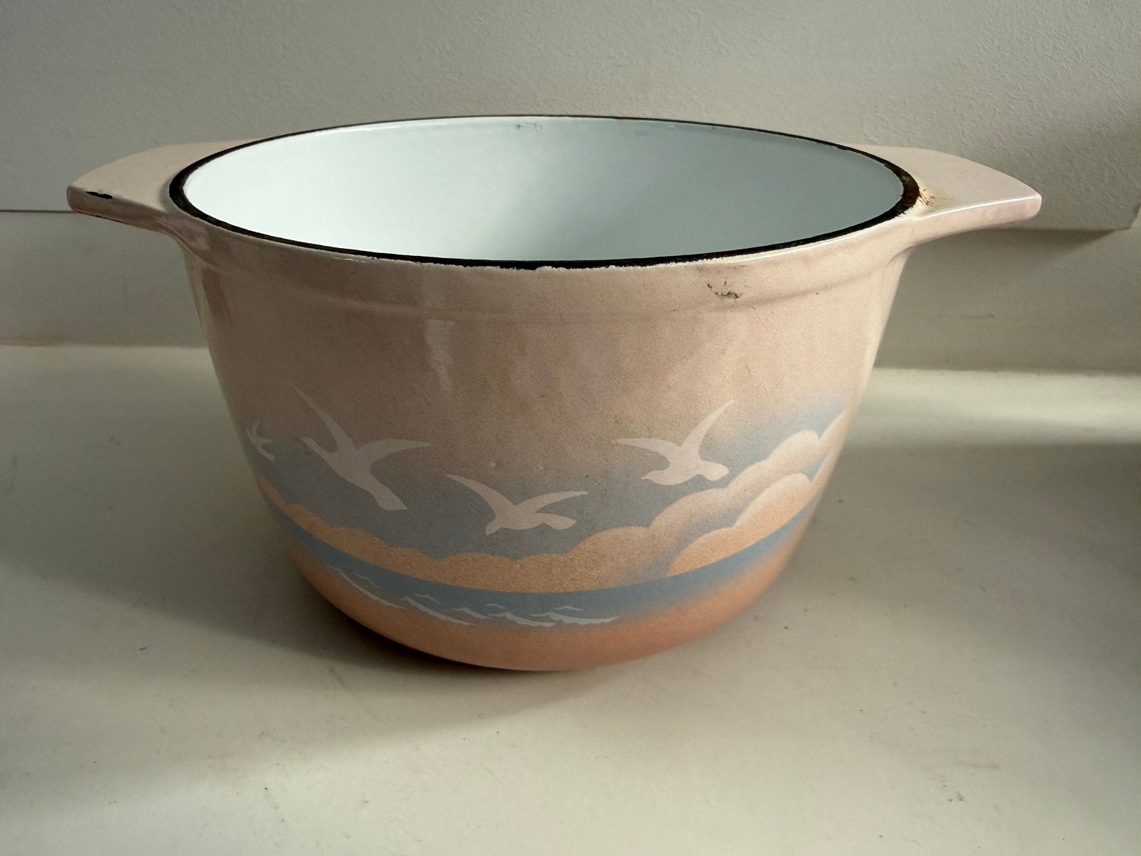 Nomar France gietijzeren emaille pan schaal 17cm, Gietijzer, Overige typen, Ophalen of Verzenden, Zo goed als nieuw