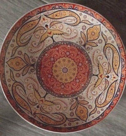Grote Imari Schaal met Gouden Bladmotief, Ophalen of Verzenden
