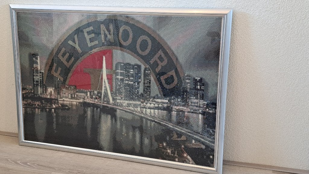 Feyenoord Diamond Painting Schilderij - Rotterdam Skyline, Ophalen, 50 – 75, Zo goed als nieuw, Schilderij