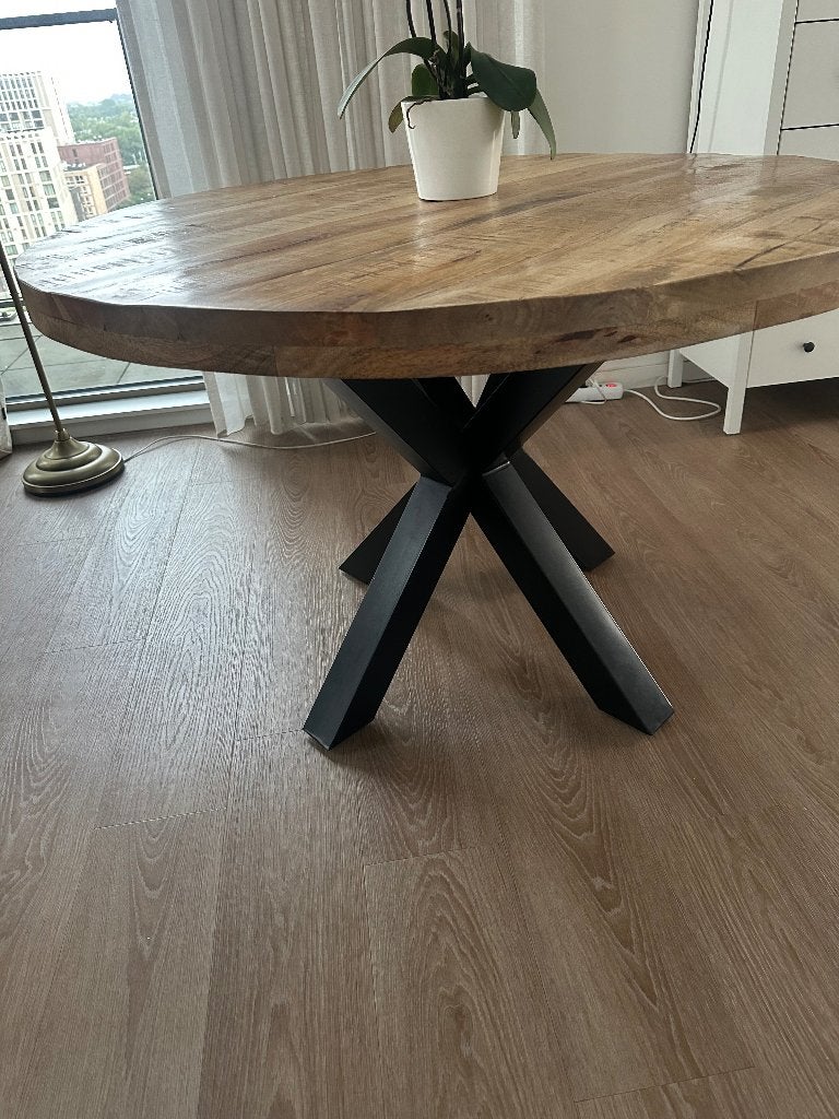 Solid Round Mango Wood Table, Huis en Inrichting, Ophalen, Rustic, Rond, 50 tot 100 cm
