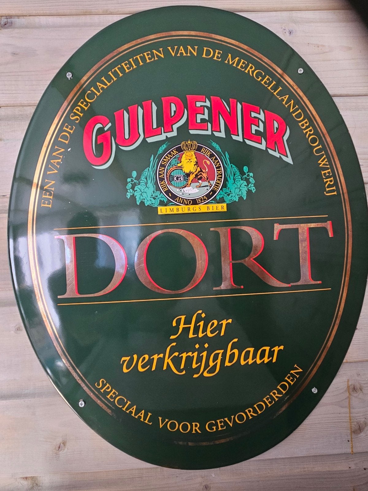 Gulpener Dort Emaille Reclamebord - Hier verkrijgbaar, Ophalen, Gebruikt, Reclamebord