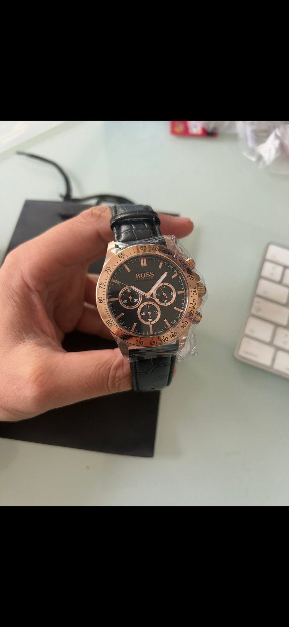 Prachtige Boss horloges met leren band - Nieuw in doos!, Overige merken, Leer, Staal, Polshorloge