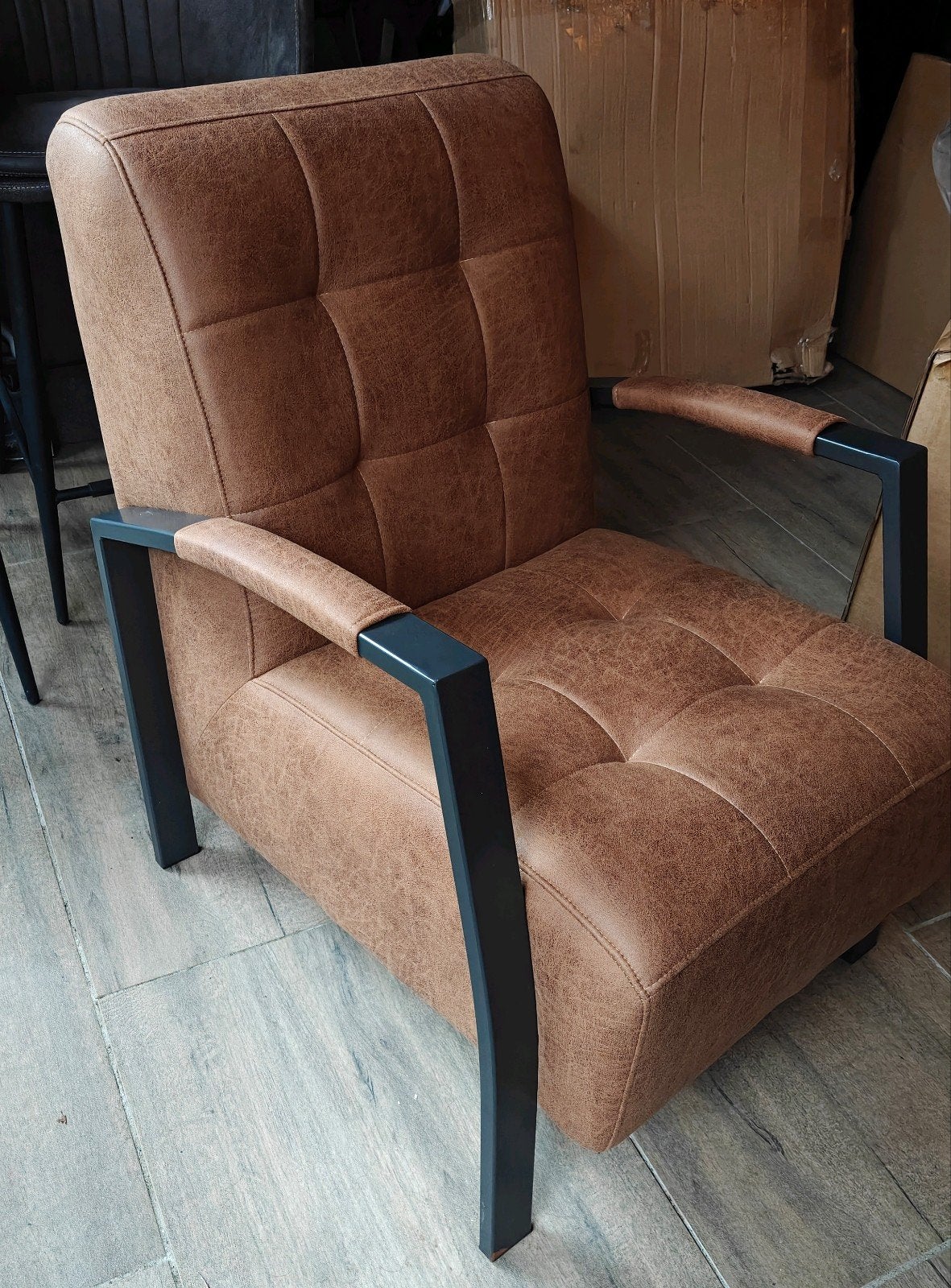 Fauteuil met metalen frame - Bruin, Ophalen, Modern, Comfortabel, Bruin, Nieuw