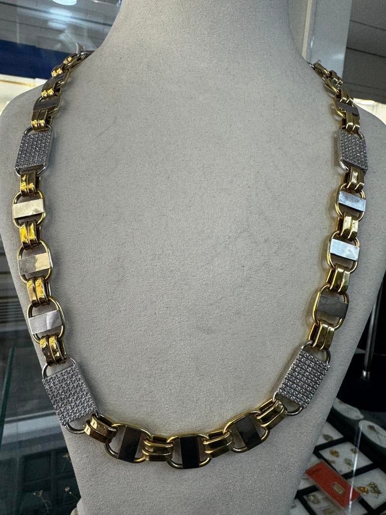 Kingsley magnum 18k bicolor koningschakel 70cm 1,5cm, Sieraden, Tassen en Uiterlijk, Kettingen, Ophalen, Zo goed als nieuw, X