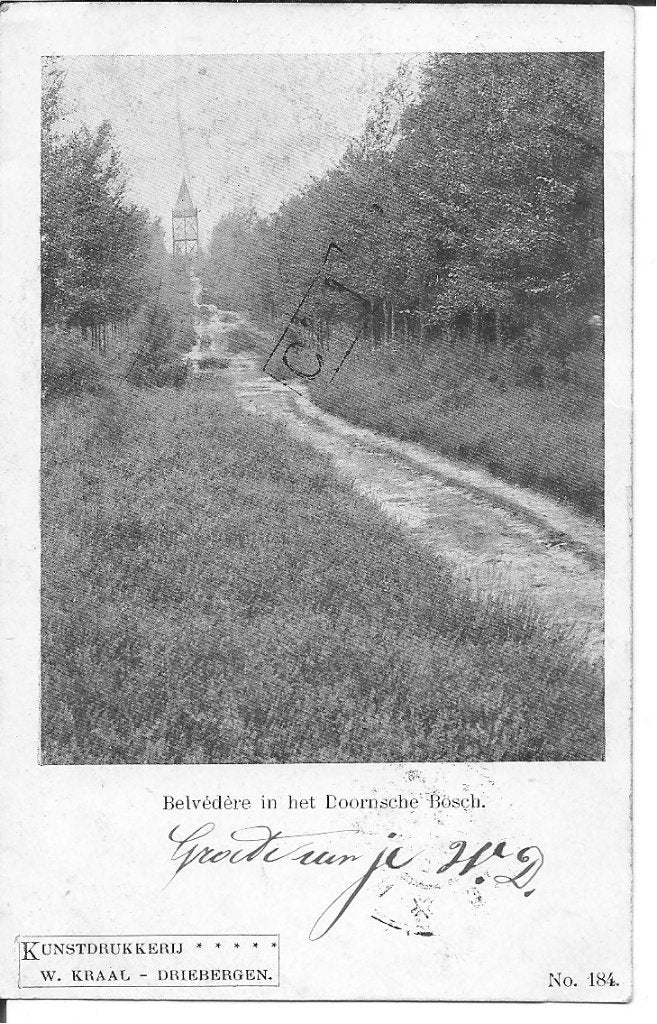 Oude Ansichtkaart Belvédère Doornsche Bosch Driebergen, Verzamelen, Ophalen of Verzenden, Voor 1920, Gelopen, Utrecht