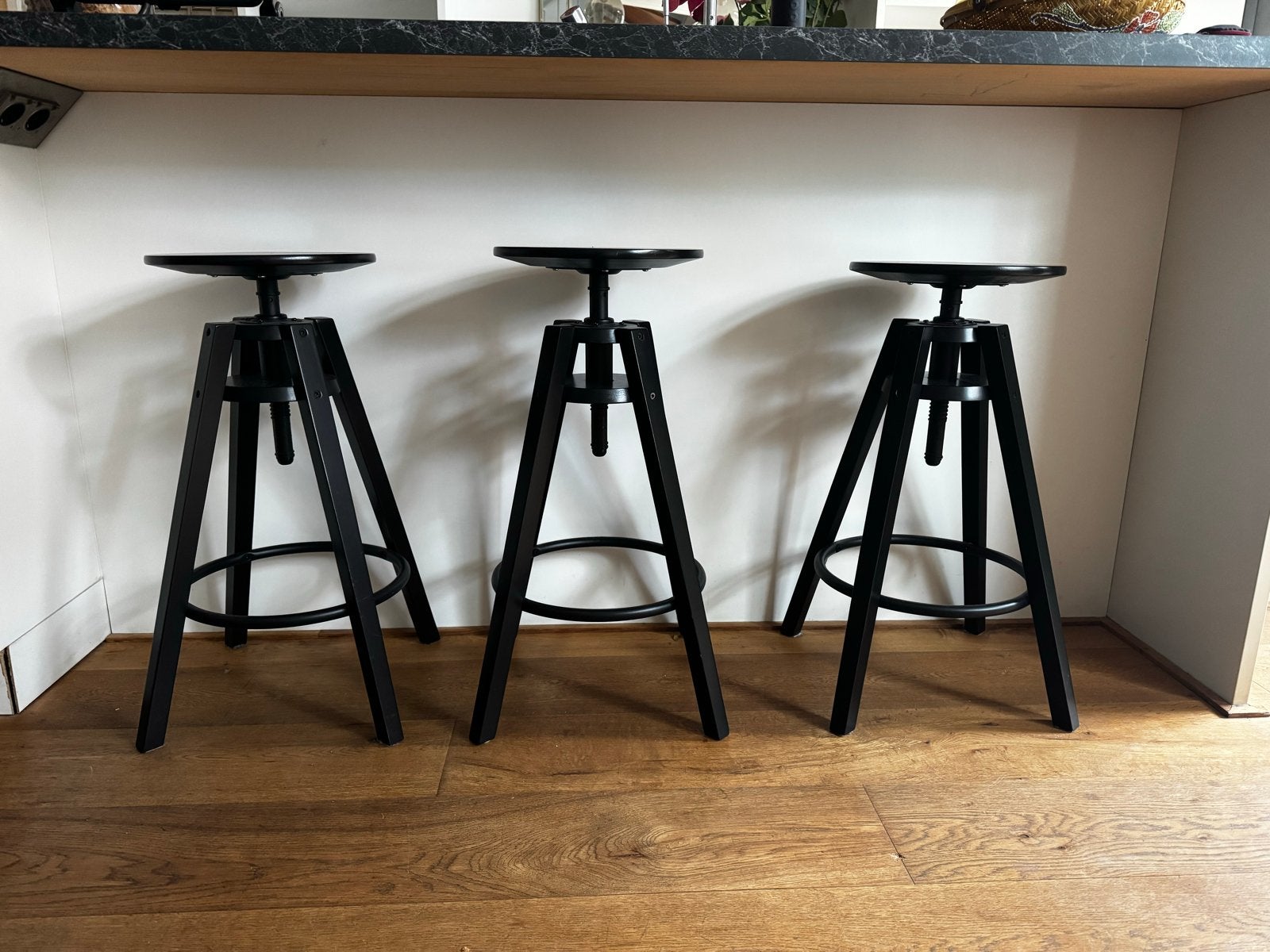 Set van 3 zwarte Ikea barkrukken, verstelbaar