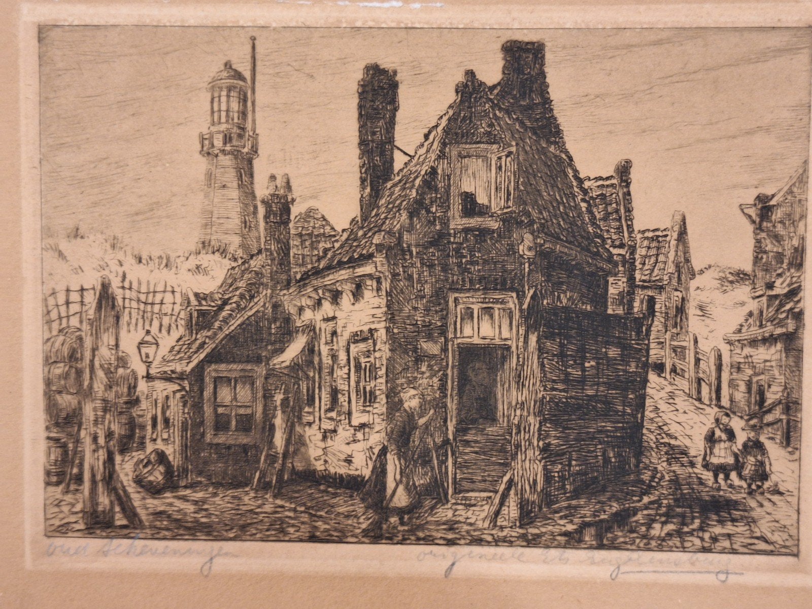 Ets 'Kinderen' door Eugene Rensburg, Antiek en Kunst, Dagelijks leven, Ets, Ophalen of Verzenden, Gesigneerd