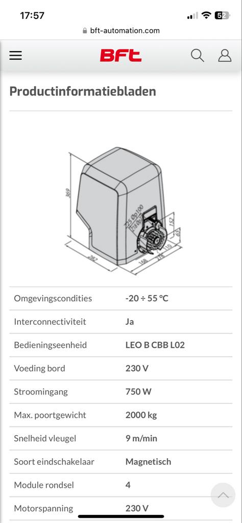 BFT ICARO ULTRA AC A2000 Schuifpoortaandrijving, Ophalen of Verzenden, Nieuw