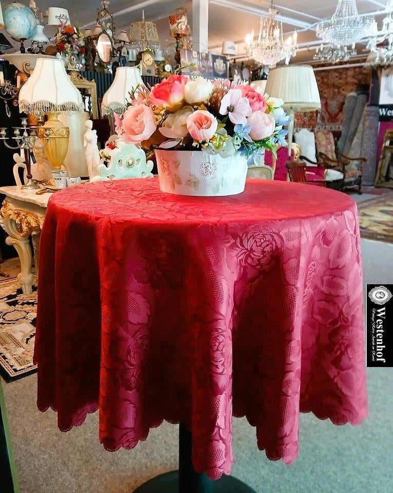 Italiaans tafelkleed klassiek - zijde viscose satijn - rood, Verzenden, Zo goed als nieuw, Rond