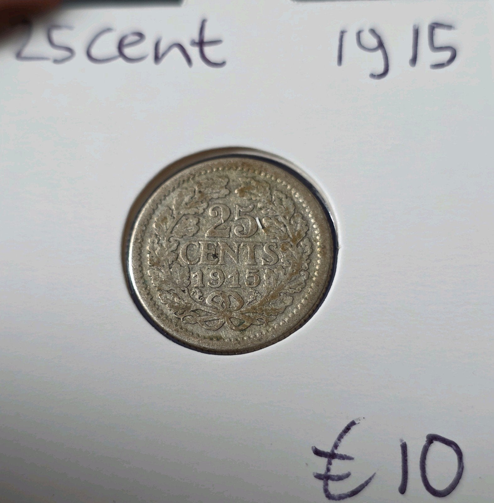 25 cent 1915 Nederland, Postzegels en Munten, Munten | Nederland, Verzenden, Zilver, 25 cent, Koningin Wilhelmina