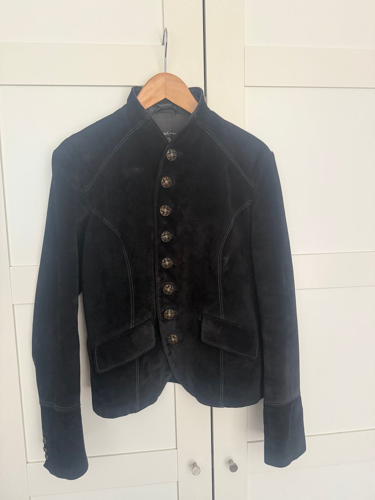 ARMA Echt suede zwarte jas - Steampunk/Oktoberfest Stijl, 42, Zwart, Maat 42/44 (L), Ophalen of Verzenden, Jasje