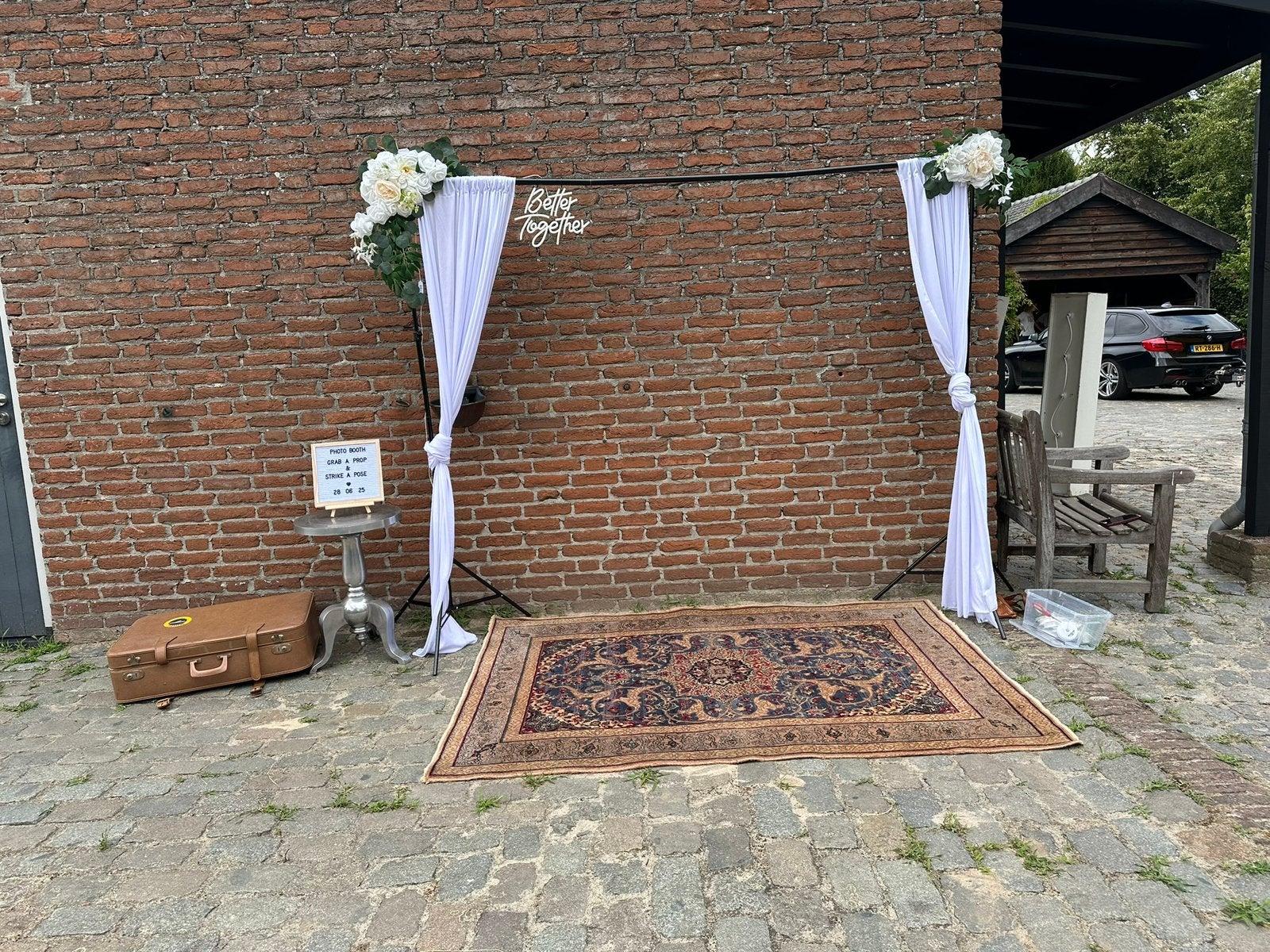 Leuke backdrop achtergrond voor photobooth bruiloft bijv., Ophalen of Verzenden, Gebruikt, Versiering