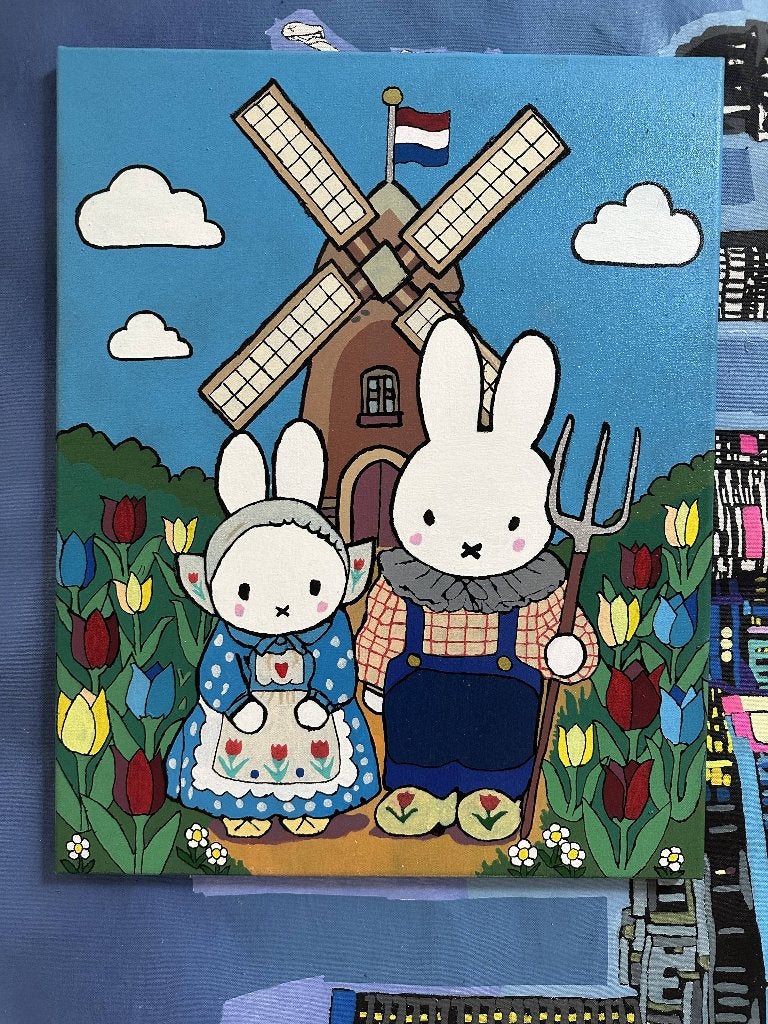 dutch gothic but modern but not kunst, Ophalen, Acrylverf, Dieren, Op houten frame