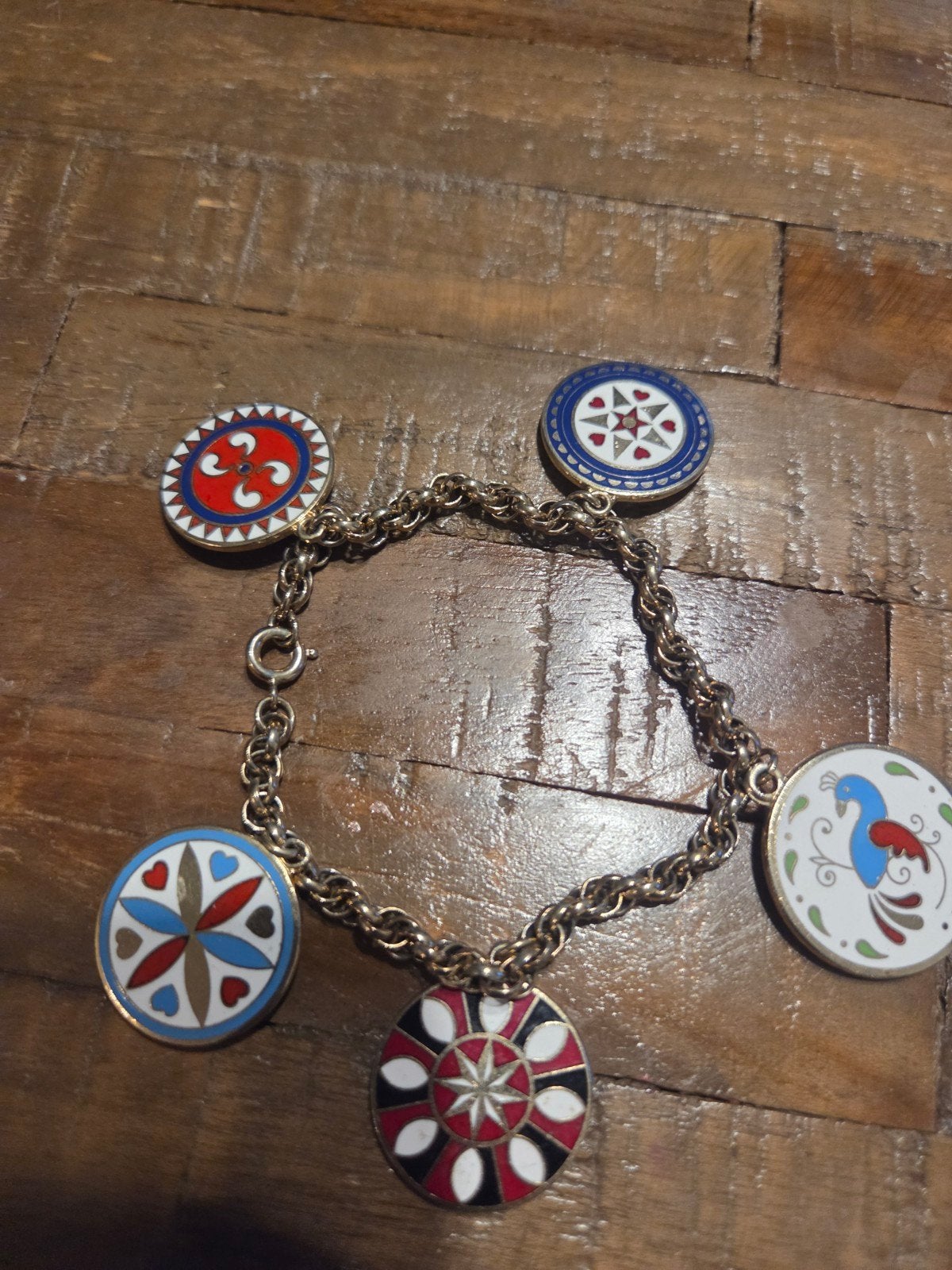 Vintage Pennsylvania Dutch charm bracelet, Overige materialen, Gebruikt, Overige kleuren, Ophalen of Verzenden