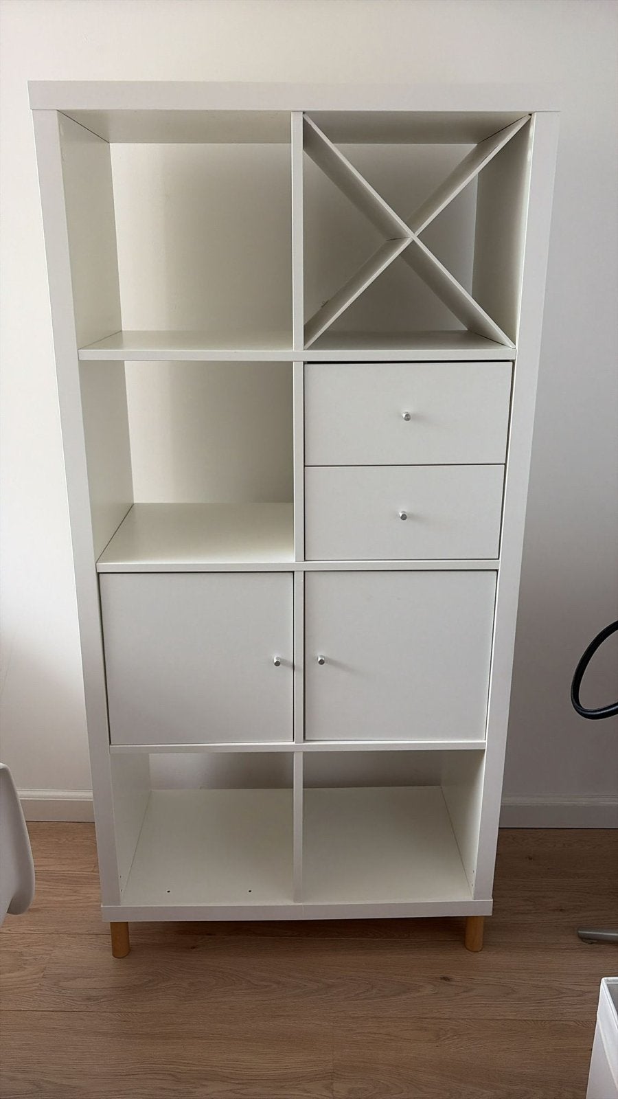 IKEA Kallax kast met houten pootjes en diverse inzetstukken, Ophalen, Gebruikt