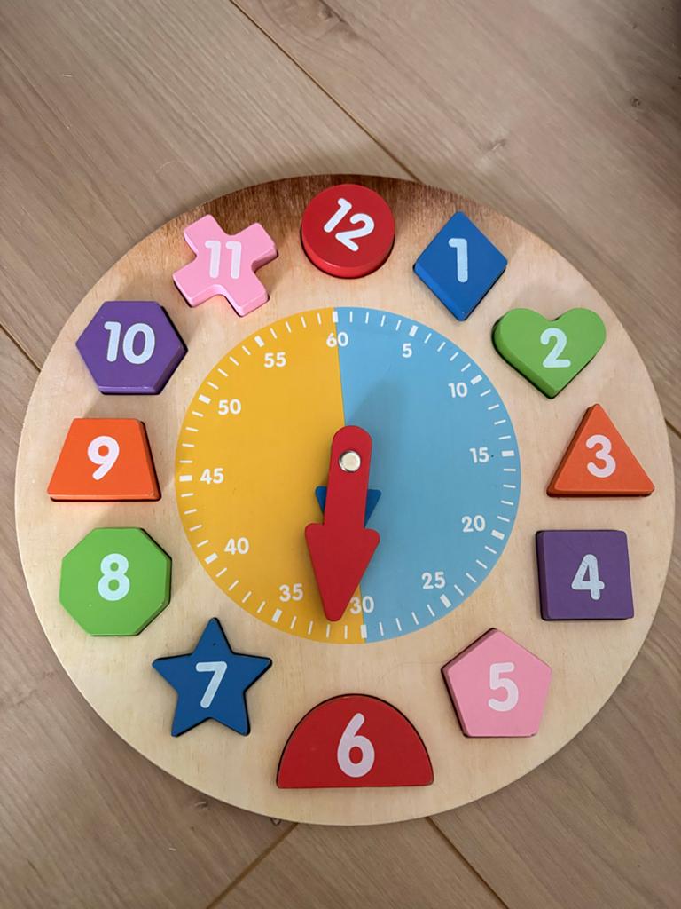 Houten Klok Puzzel - Leer Klokkijken en Vormen, Ophalen of Verzenden, 10 tot 50 stukjes, Zo goed als nieuw, Van hout