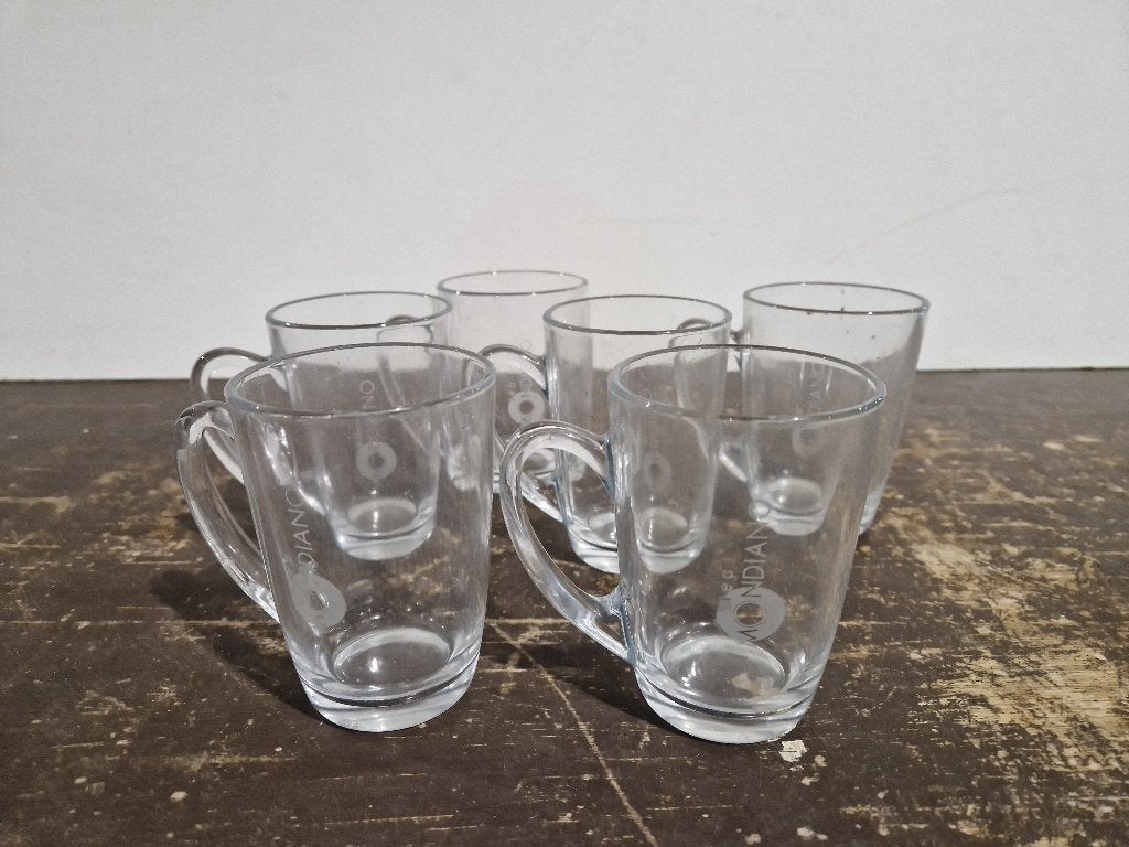 6 leuke slanke theeglazen Mondiano, Glas of Glazen, Gebruikt, Ophalen of Verzenden, Glas