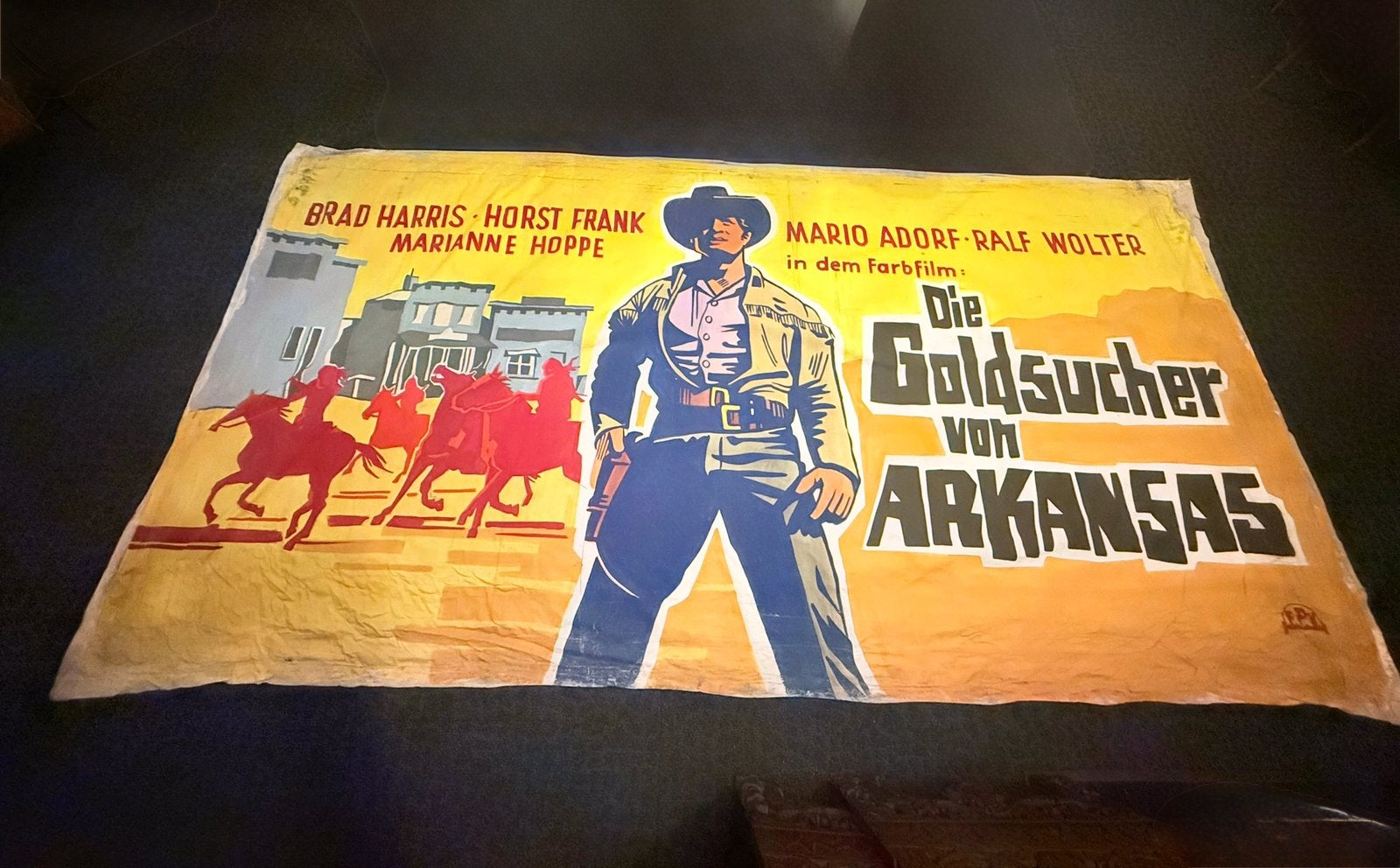XXL (300 x 150 cm !) Filmdoek - Die Goldsucher von Arkansas, Ophalen of Verzenden, Gebruikt