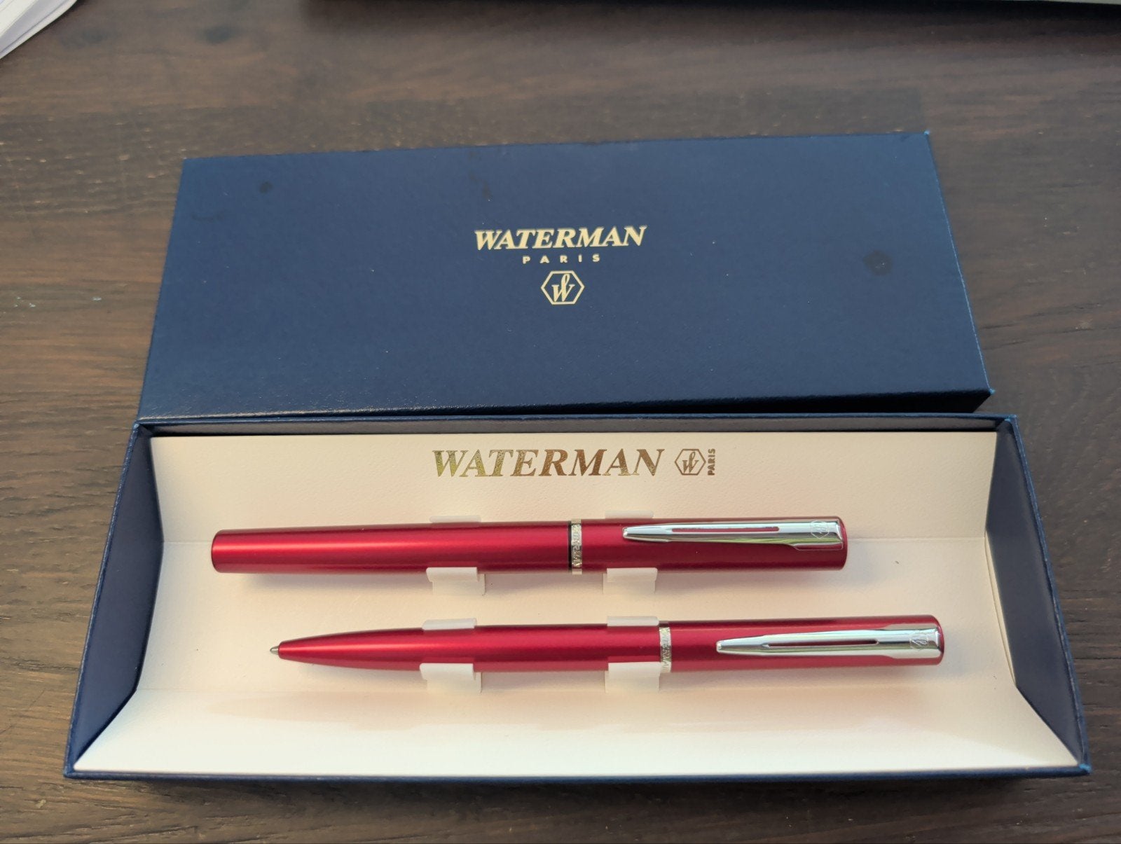 Waterman pennenset. Graduate chrome CT.  kleur allure red ct, Ophalen of Verzenden