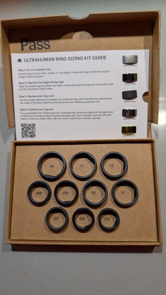 Ultrahuman Ring Sizing Kit AIR - Maatbepaling, Sieraden, Tassen en Uiterlijk, Ringen, Zo goed als nieuw, Dame of Heer, Zwart, Kunststof