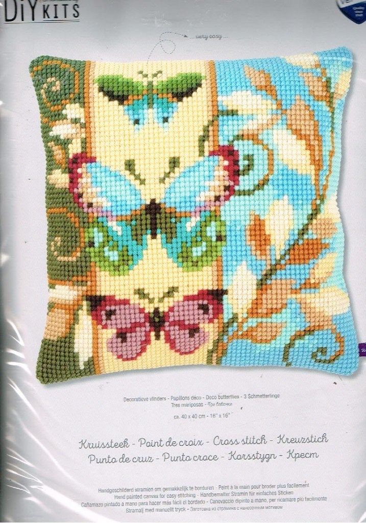 Cado vervaco borduurpakket kussen, DECORATIEVE VLINDERS 1, Hobby en Vrije tijd, Borduren en Borduurmachines, Ophalen of Verzenden