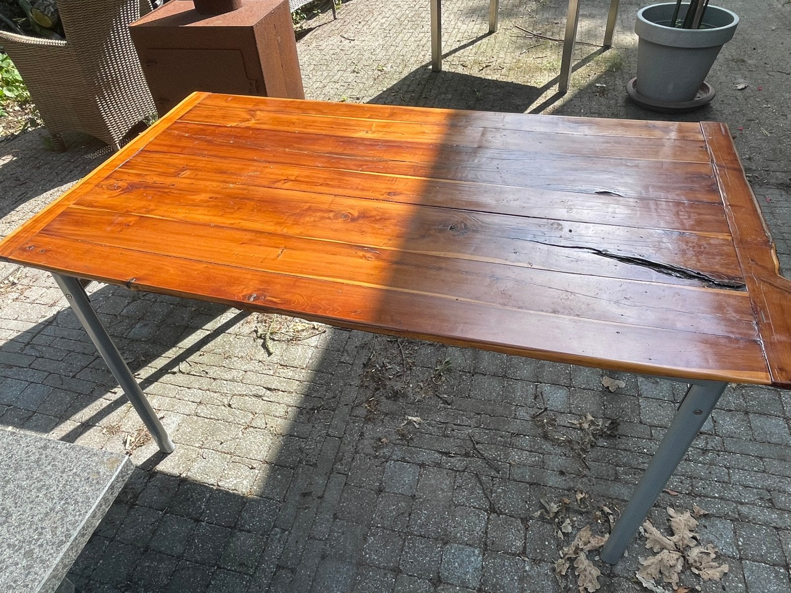Tafel taxushout, Ophalen, Zo goed als nieuw, Rechthoekig, Hout