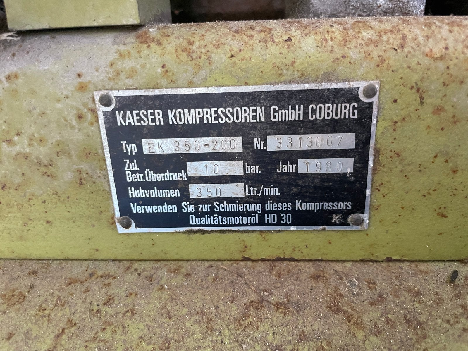 Kaeser Compressor EK 350-200 met Krachtstroom, Ophalen, Gebruikt, 200 tot 400 liter/min, 10 bar of meer