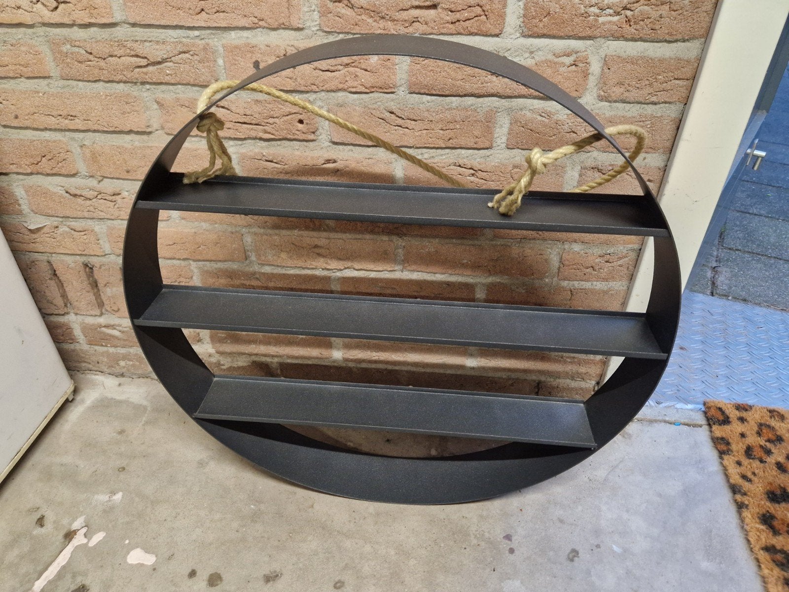 Metalen wanddecoratie met touw, Ophalen, Metaal, Industrieel, Decoratieobject