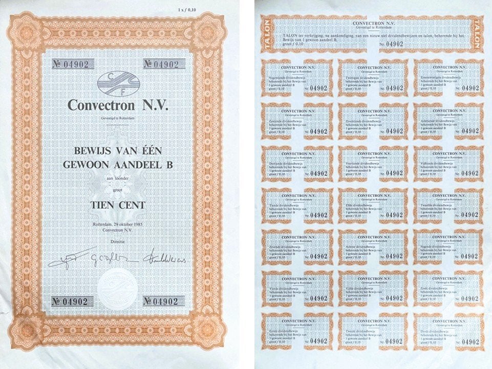 Aandeel Convectron, Ophalen of Verzenden, 1970 tot heden, Aandeel