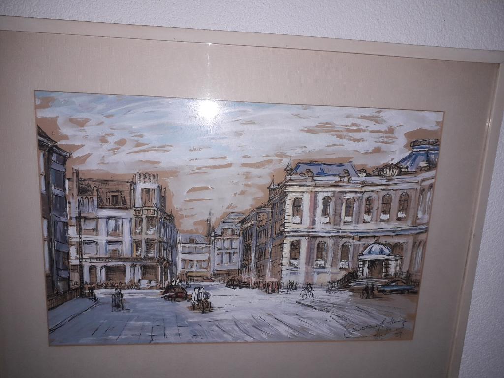 ANTIEK TOPSCHILDERIJ van de KNEUTERDIJK DEN HAAG uit 1957, Antiek en Kunst, Kunst | Schilderijen | Klassiek, Ophalen of Verzenden