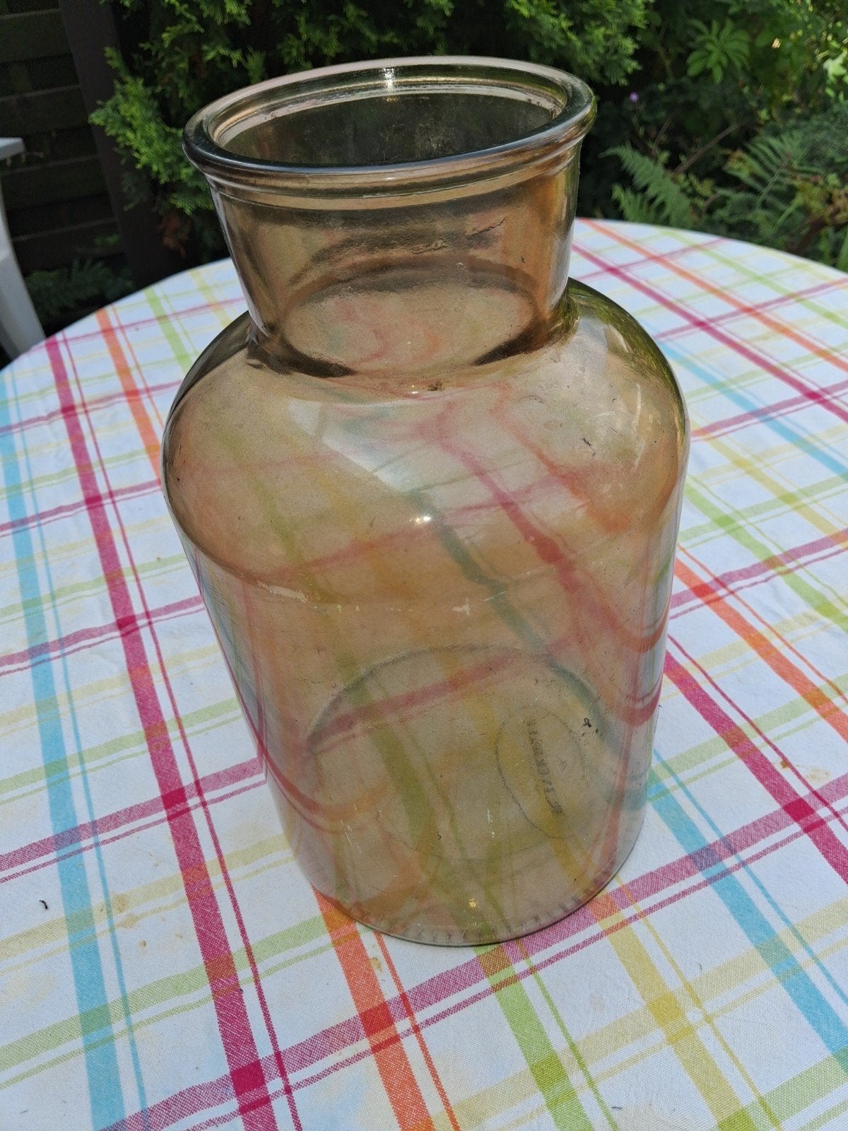 Vintage Glazen Vaas met Gekleurde Strepen, Antiek en Kunst, Ophalen