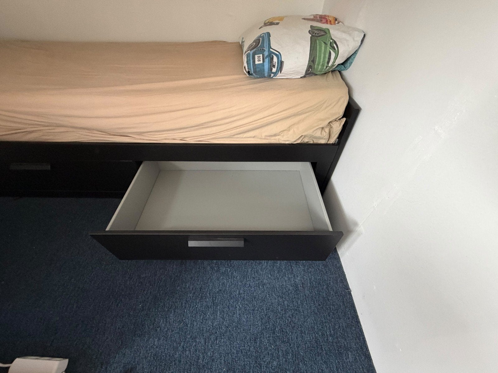 IKEA Brimnes bedbank, zwart, 80x200 cm, incl matras, Ophalen, Gebruikt, Zwart, Tweepersoons