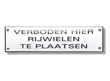 Geen rijwielen plaatsen bord - emaille wandbord