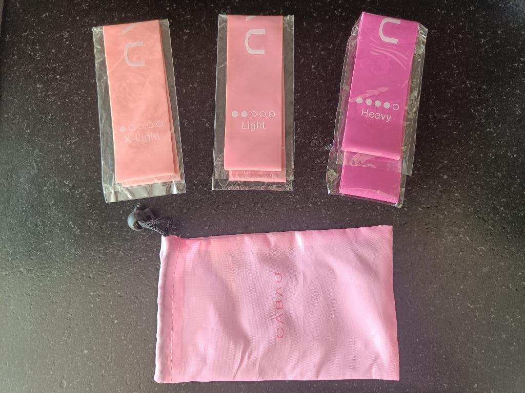 Nieuwe set Cabau weerstandbanden roze 3 stuks, Sport en Fitness, Fitnessmaterialen, Nieuw, Weerstandband, Armen, Benen, Borst