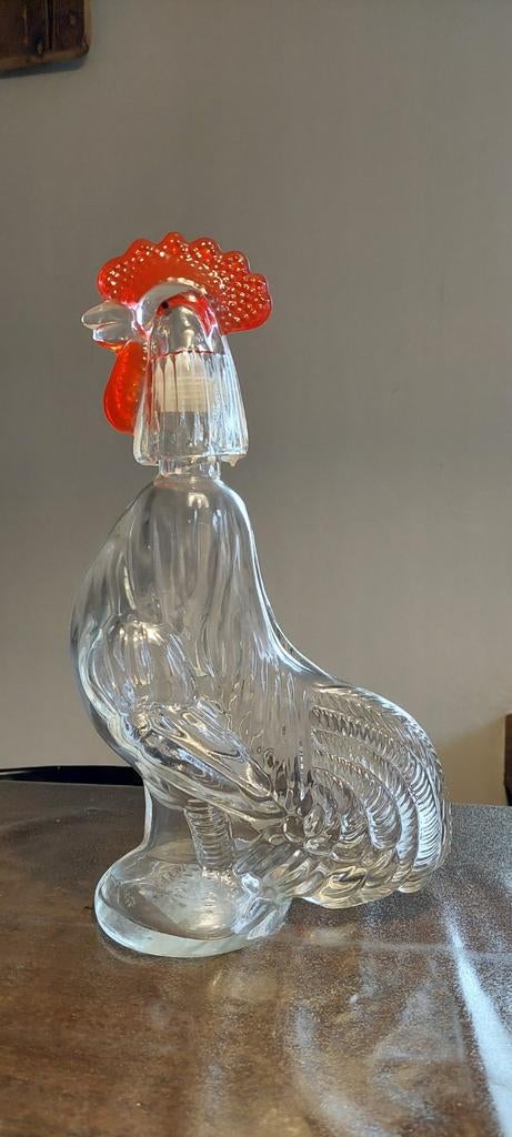 Gave vintage karaf haan model helder en rood glas, Ophalen of Verzenden, Gebruikt