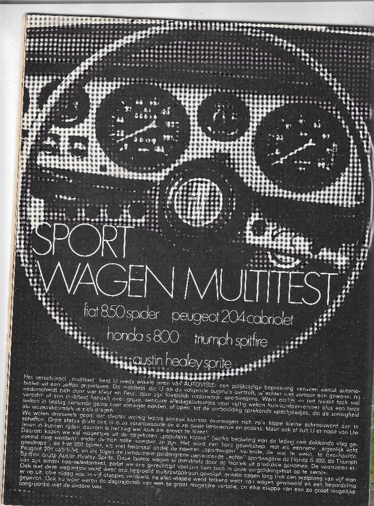 Sportwagen Multitest Spitfire, Sprite, S 800, Autovisie 1969, Boeken, Nieuw, Ophalen of Verzenden, Overige merken, Autovisie