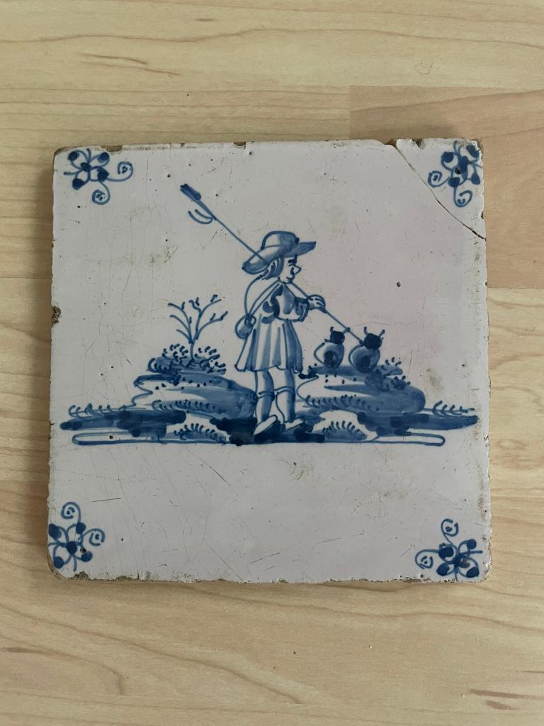 Antieke Delftsblauwe tegel, Ophalen of Verzenden
