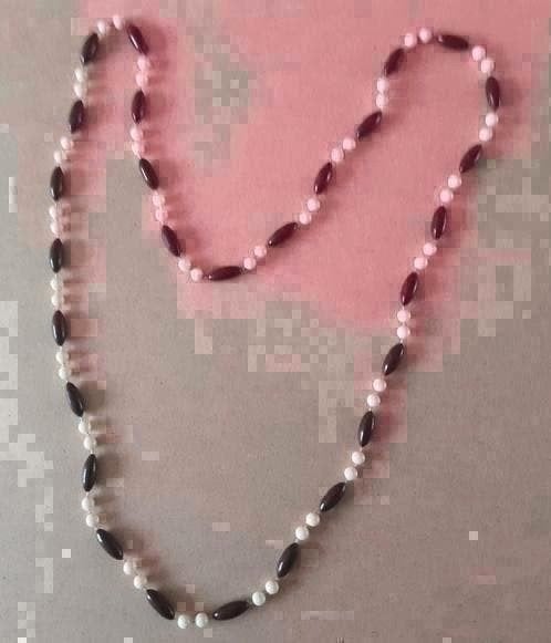 Kunststof Ketting 90 cm beige bruin, Ophalen of Verzenden, Zo goed als nieuw, Kunststof