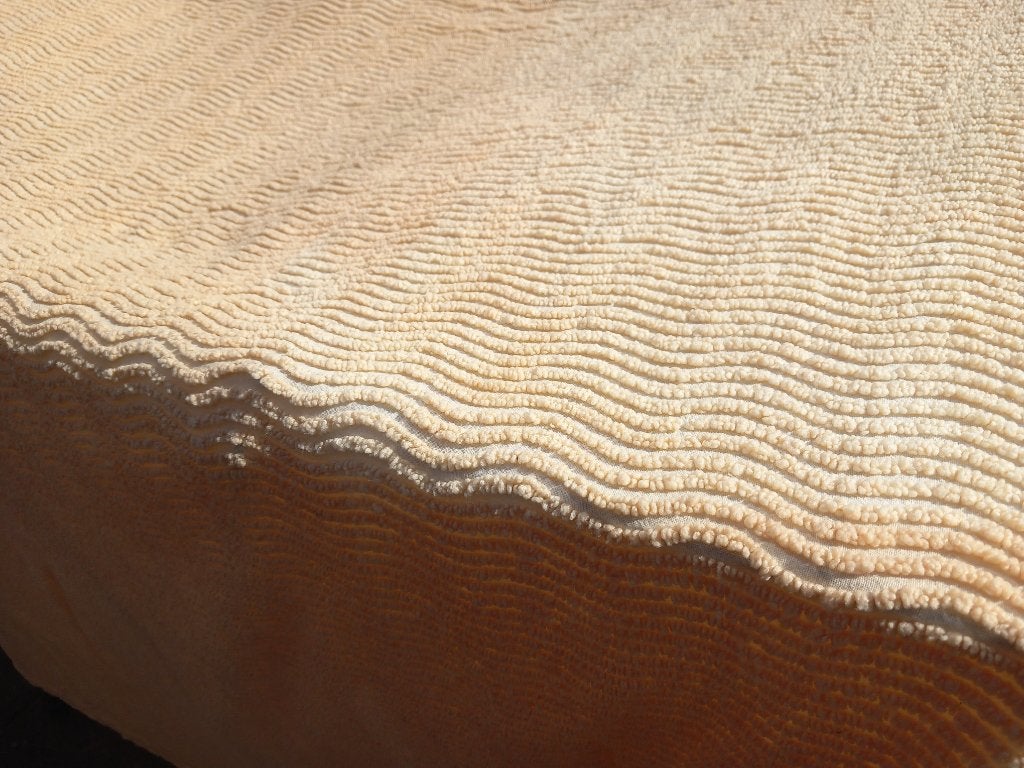 pastel chenille vintage oranje sprei stof, lap hobby 180 200, Ophalen