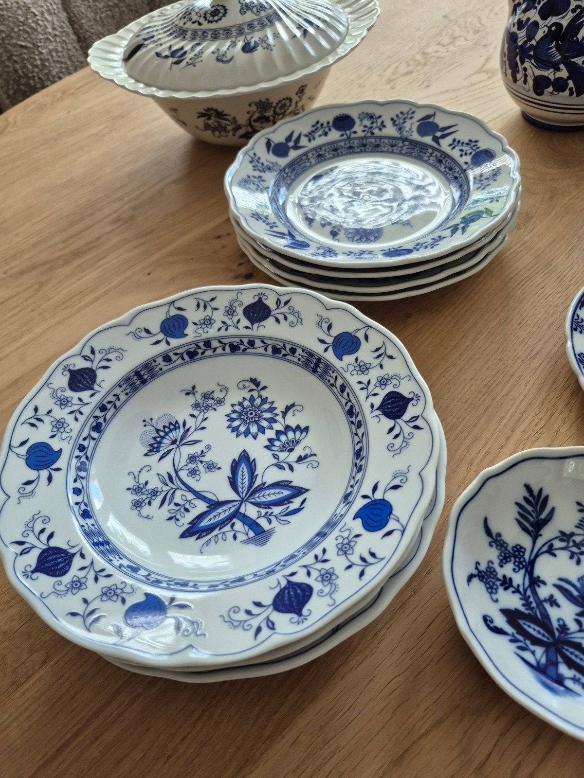 Diverse serviesonderdelen met blauw-wit decor, Ophalen, Gebruikt, Overige merken, Vintage