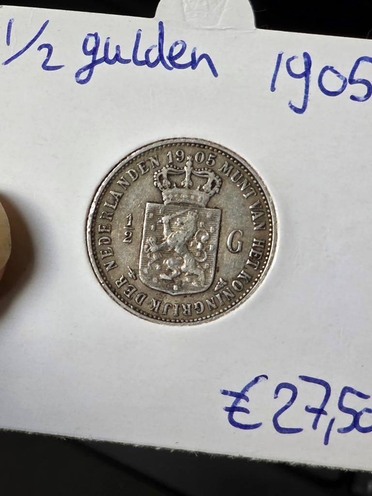 1/2 gulden 1905 Nederland, Postzegels en Munten, Munten | Nederland, ½ gulden, Verzenden, Zilver, Koningin Wilhelmina