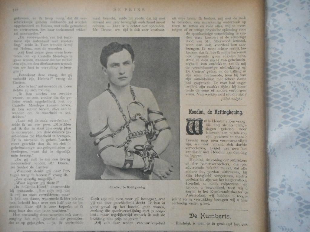 Houdini. De Kettingkoning. 1903., Ophalen of Verzenden, Voor 1920, Knipsel(s)