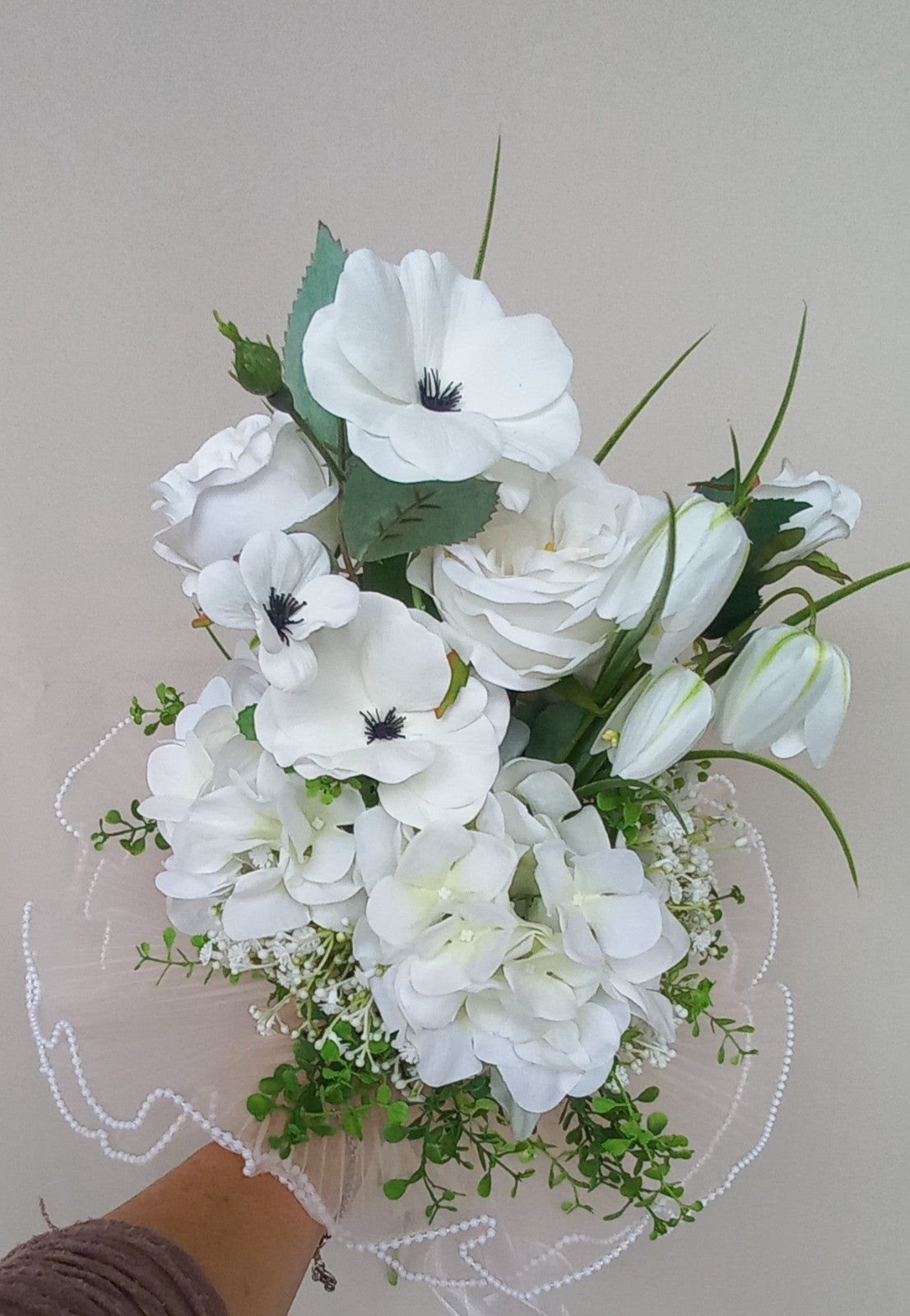 Prachtig bruidsboeket van kunstbloemen - Wit, Ophalen of Verzenden, Nieuw, Wit, Accessoires