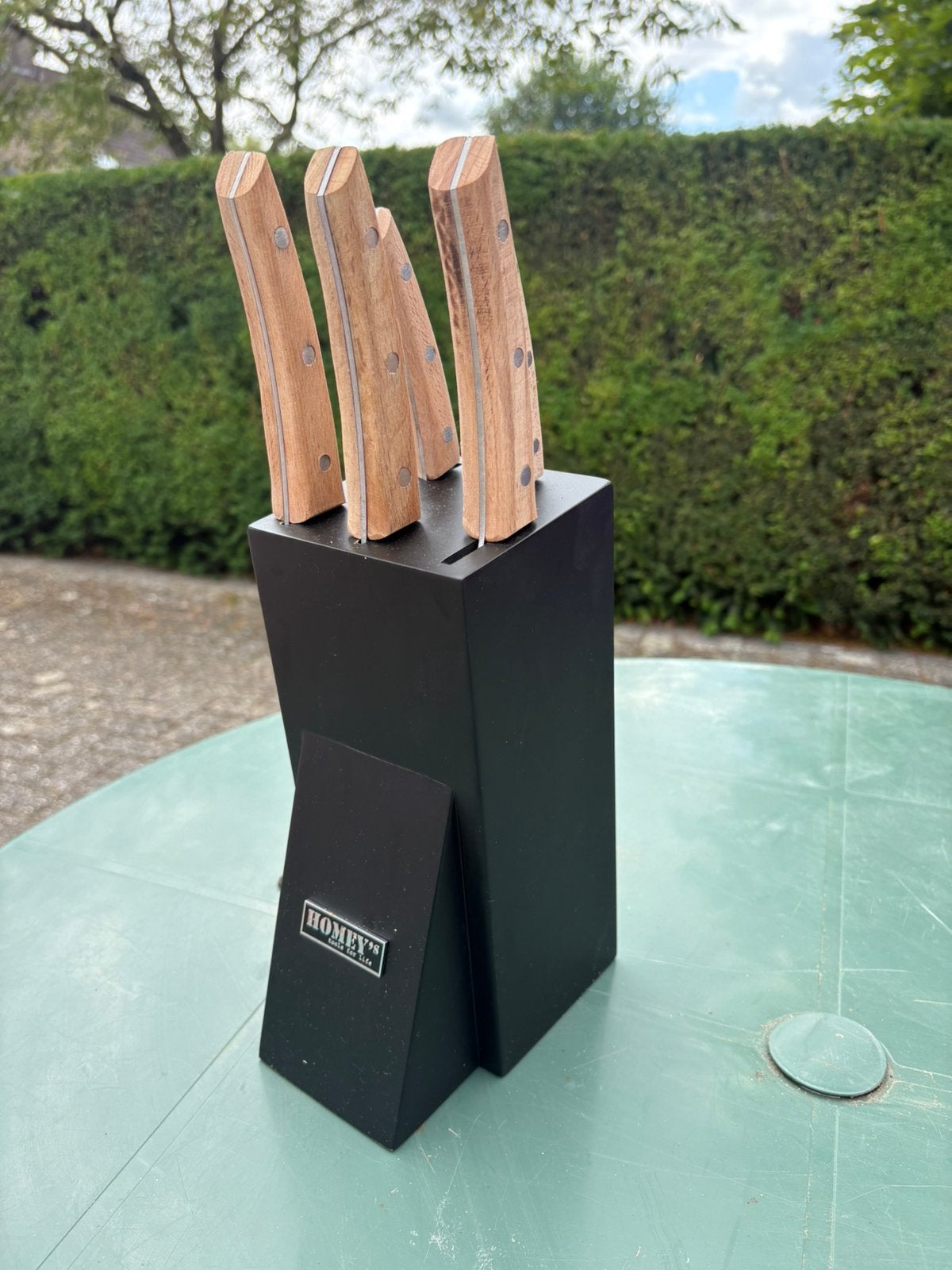 Messenblok., Ophalen, Nieuw, Hout, Messenset