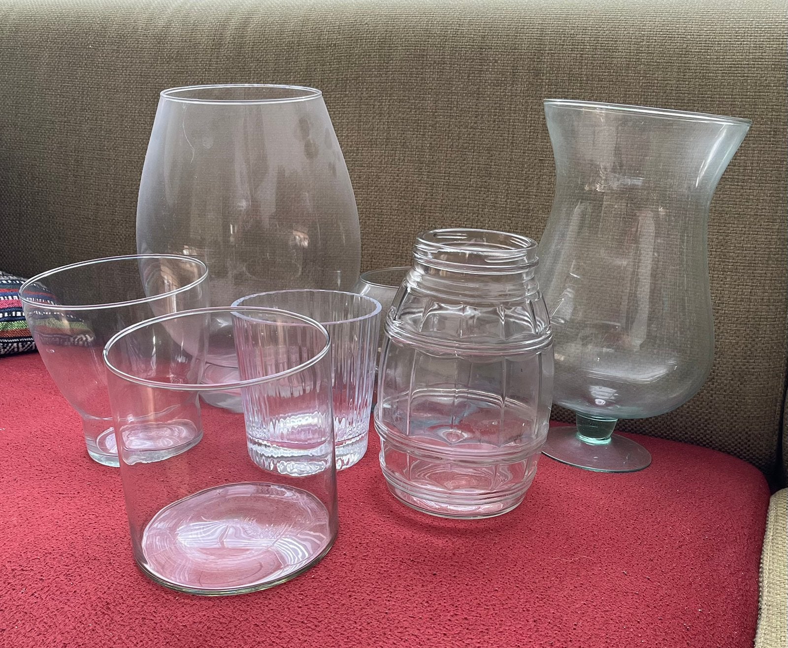 Vazen, 7 verschillende, Ophalen, Gebruikt, Transparant, Glas
